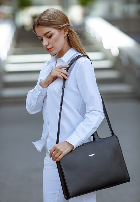 Elegant Women's Leather Bag For Laptop and Documents