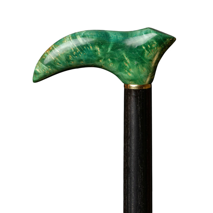 Designer Malachite Shade Walking Cane with Maple Burl Handle