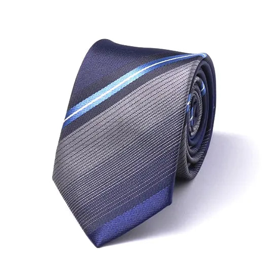 Blue Striped Silk Skinny Tie for Classy Men