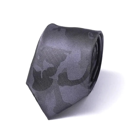 Mens Grey Camouflage Silk Skinny Tie - Stylish Classy Accessory