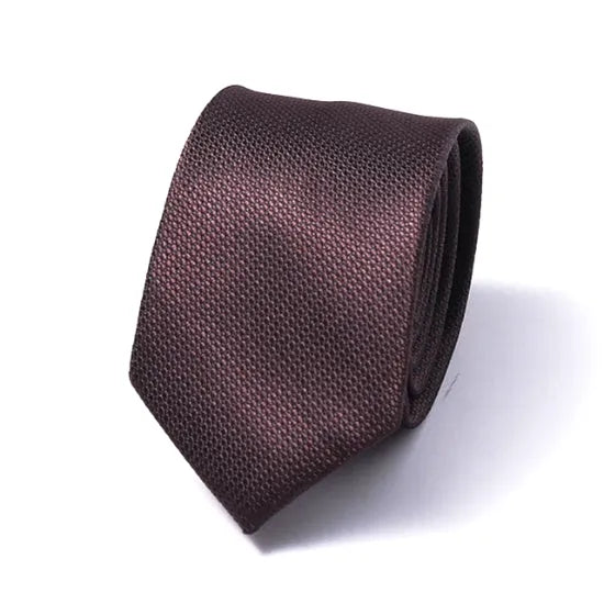 Solid Brown Silk Skinny Tie for Classy Men