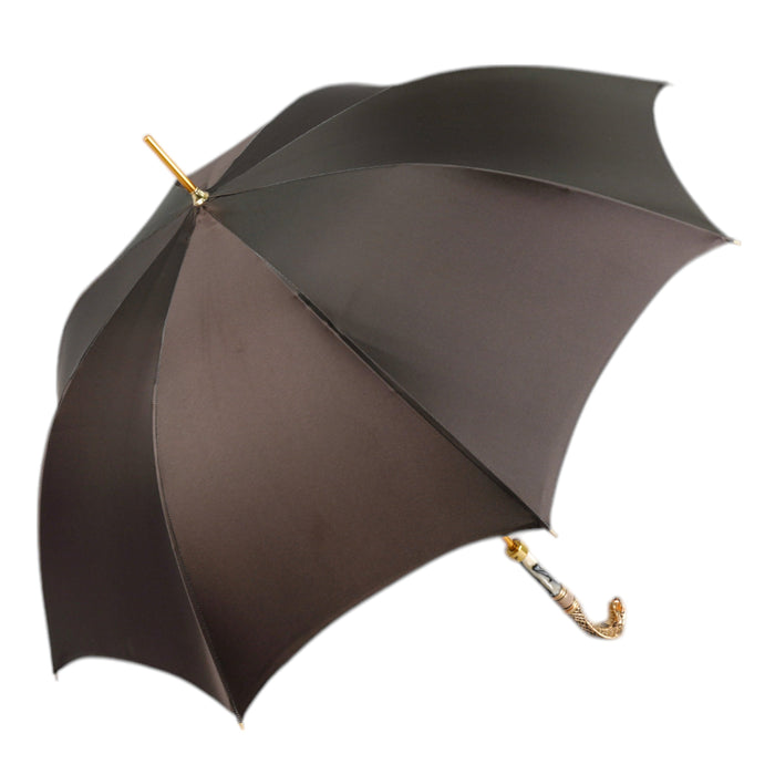 Premium Satin Umbrella with 24K Gold Cobra Handle Art