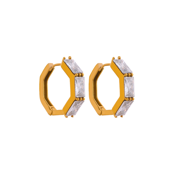 Geometric Shape Earrings with Crystals