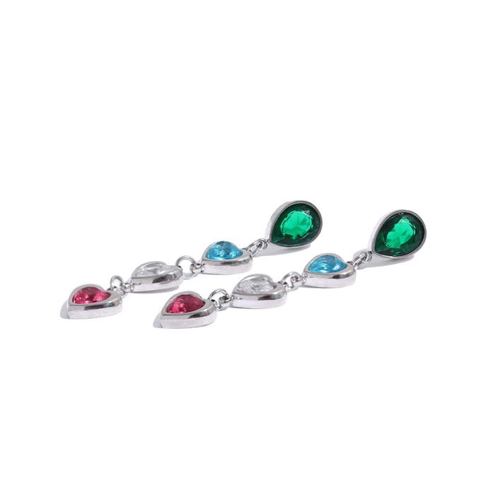 Small Hearts Design Earrings with Crystals