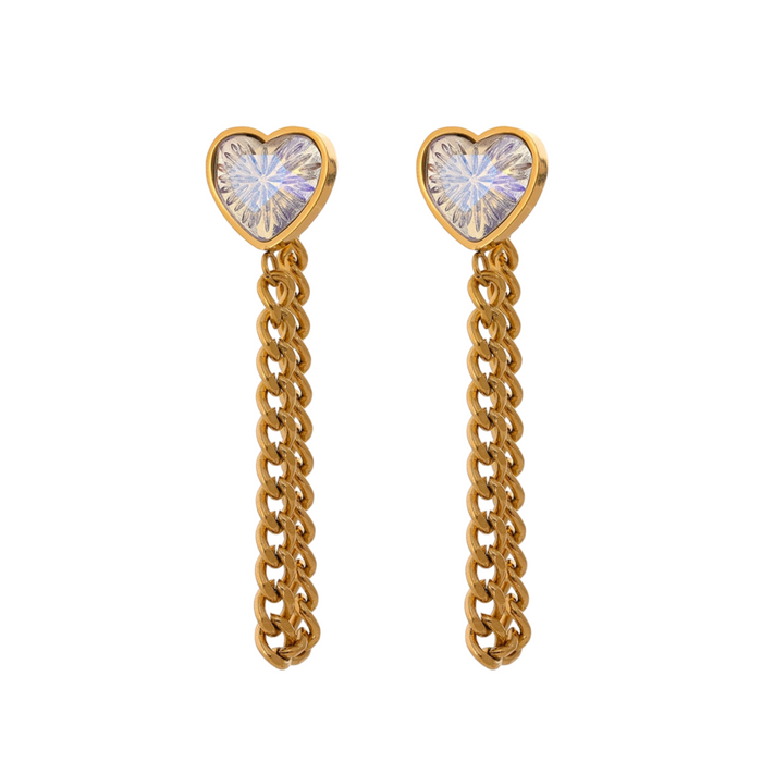 Heart Shape Earrings with Chains