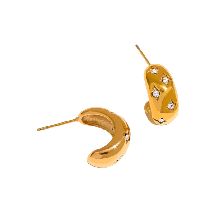 Moon Shape Earrings with Crystals