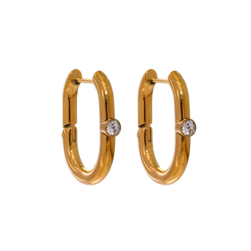 Oval Earrings with Small Crystals