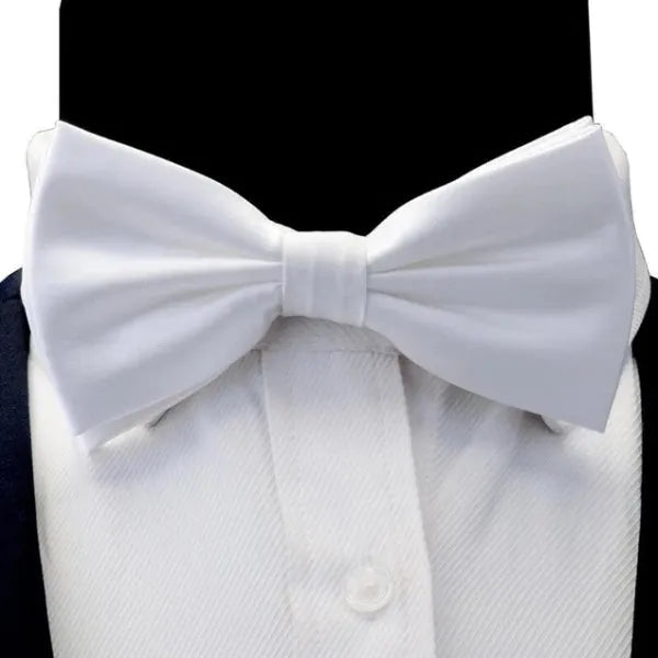 White Silk Pre-Tied Bow Tie for Classy Men