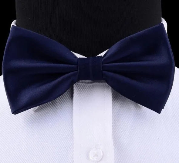 Navy Blue Silk Pre-Tied Bow Tie for Classy Men