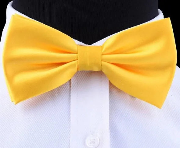 Mens Yellow Silk Pre-Tied Bow Tie - Classy Formal Accessory