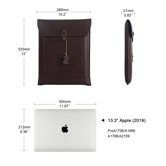 Leather Sleeve Case with Pouch Bag for Apple MacBook Series
