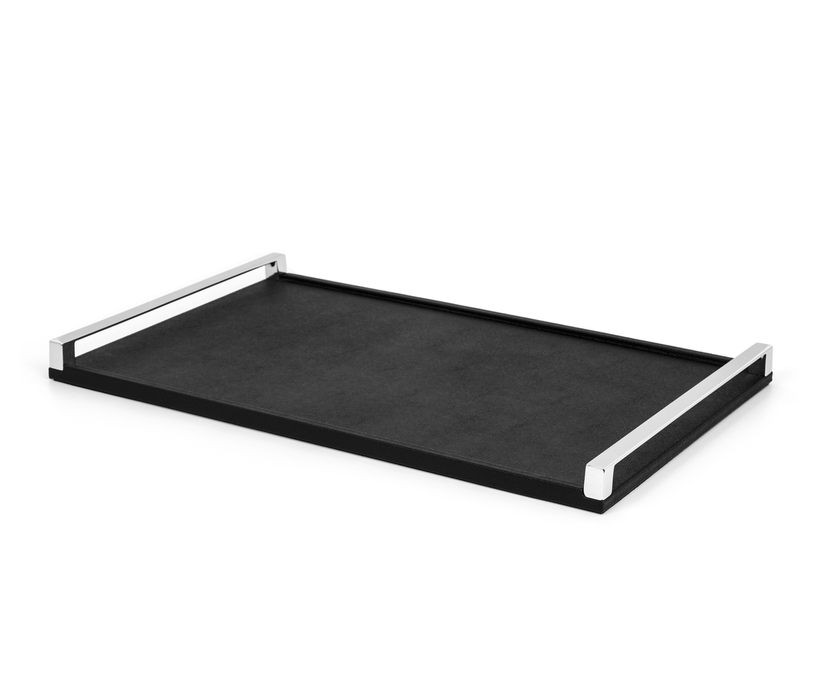 Sophisticated Giove Tray with Leather and Elegant Metal Handles