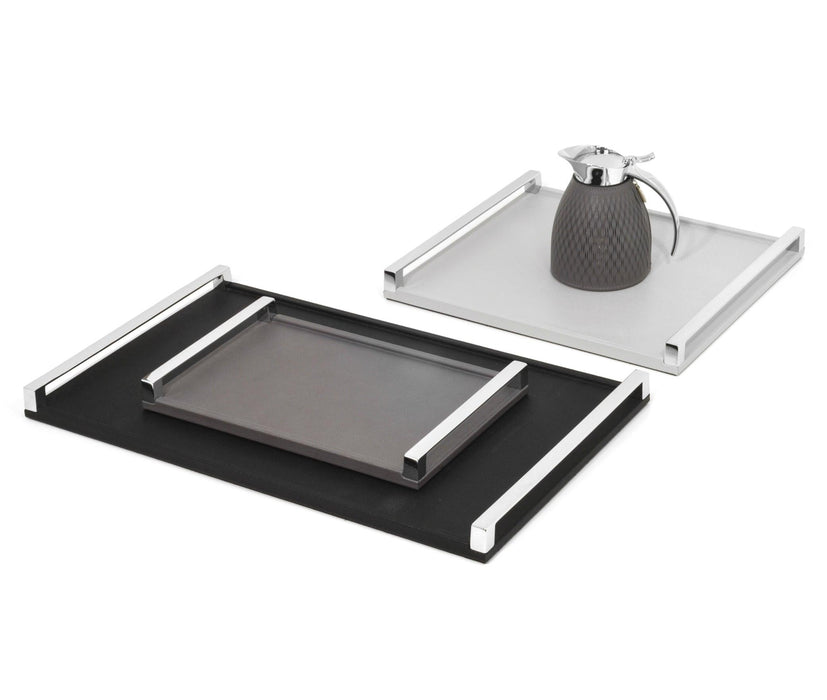 Sophisticated Giove Tray with Leather and Elegant Metal Handles
