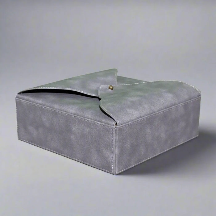 Luxury Gray Vegan Leather Desk Organizer Set – 7-Piece