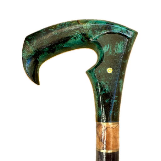 Green Burl Modern Walking Cane Fashionable Style, Artistic Walking Cane