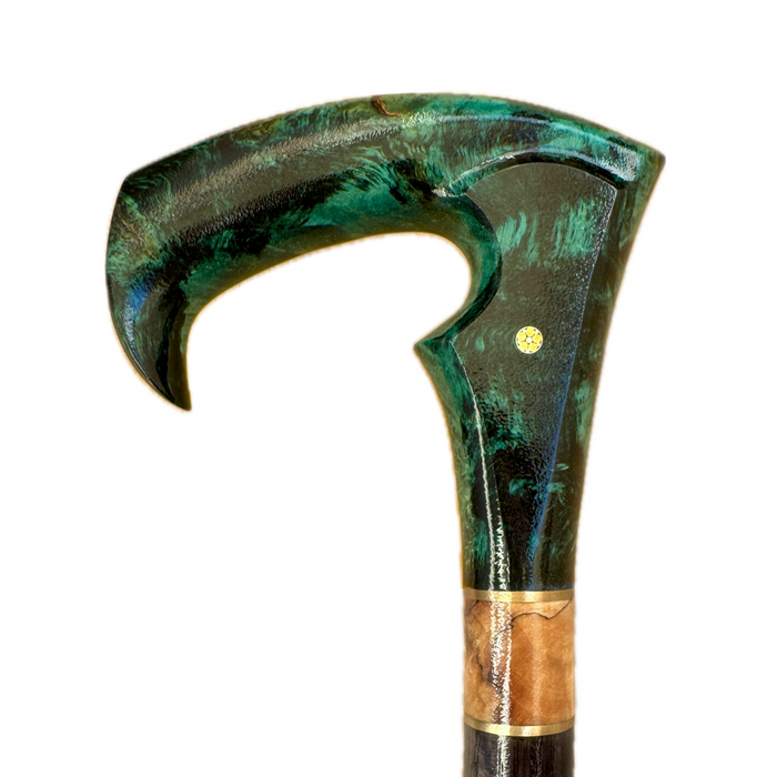 Green Burl Modern Walking Cane Fashionable Style, Artistic Walking Cane