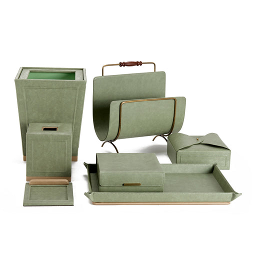 Vintage Style Office Organizer Set – Moss Green & Gold