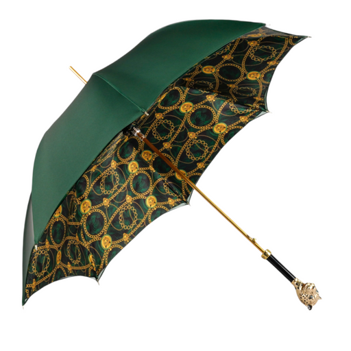 Premium Green Umbrella with Striking Leopard Jewelry Handle
