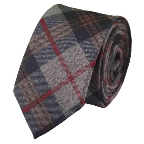 Elegant Grey Brown Red Cotton Necktie for Men