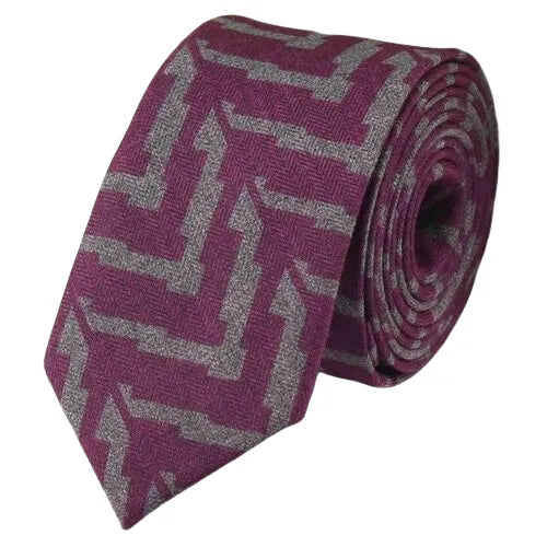 Purple Zigzag Cotton Necktie for Classy Men