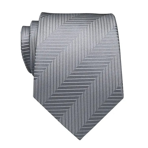 Grey Herringbone Silk Tie for Classy Men