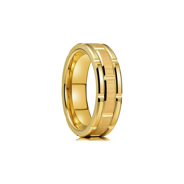 Men's Ring Gold Brushed Double Groove