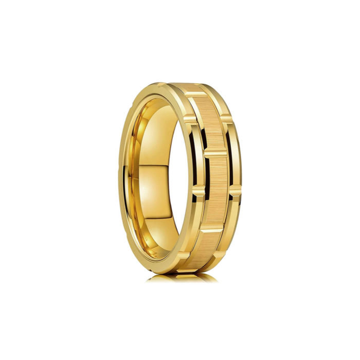 Men's Ring Gold Brushed Double Groove