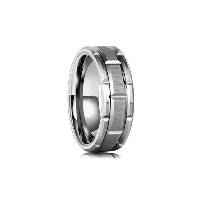 Men's Ring Silver Brushed Double Groove