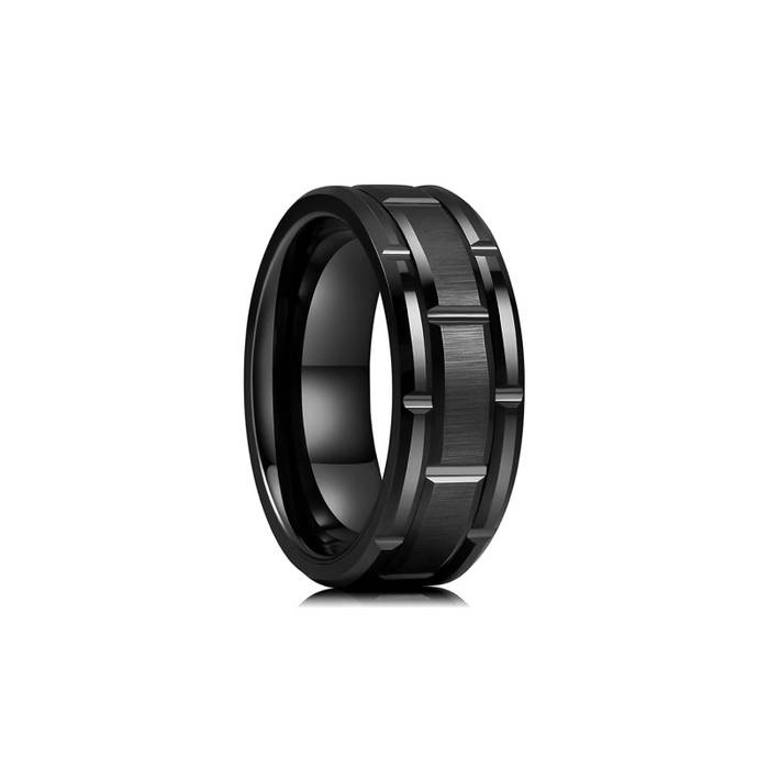 Black Ring for Men Brick Design Ring