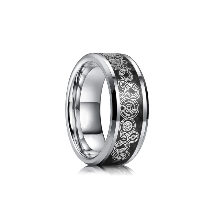 Men's Tungsten Alloy Ring Geometric Black