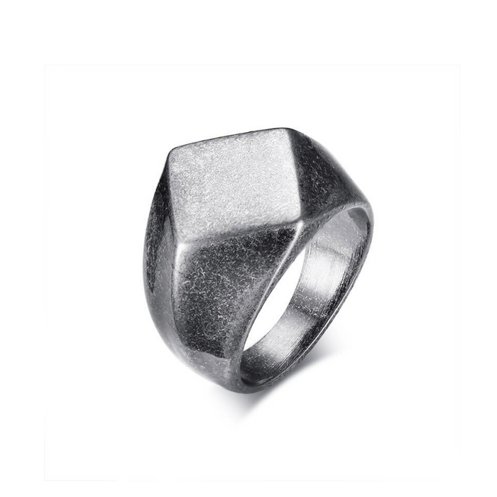 Vintage Oxidized Cubist Flat-Top Signet Ring
