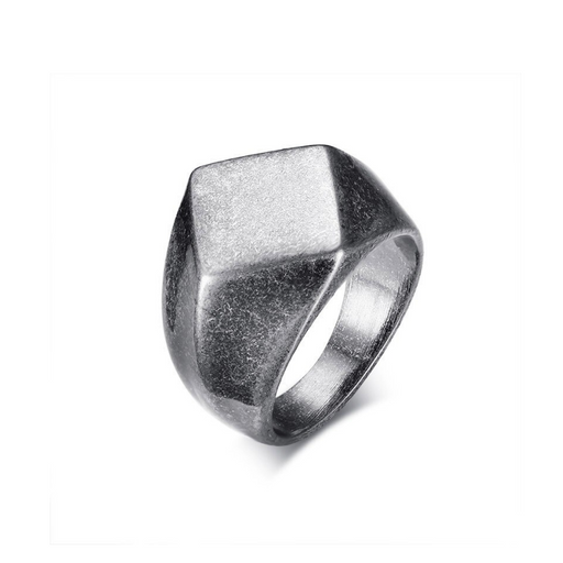 Vintage Oxidized Cubist Flat-Top Signet Ring