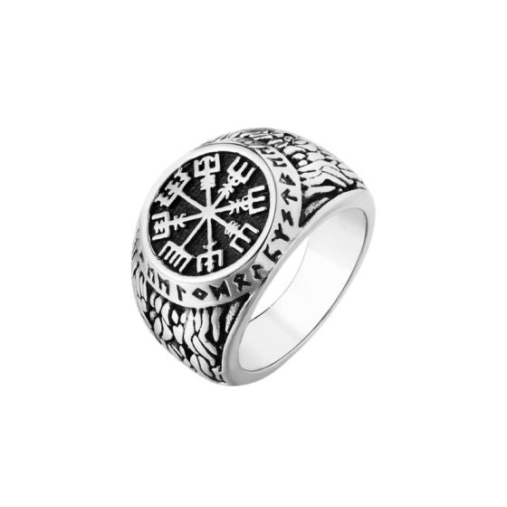 Fancy Vikings Style Ring with Runes