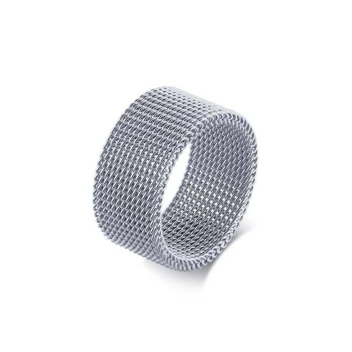 Fashionable Silver Mesh Ring Stainless Steel