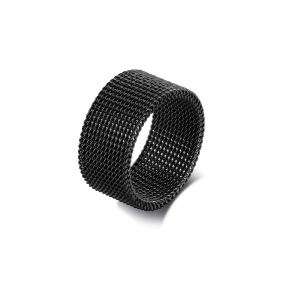 Fashionable Black Mesh Ring Stainless Steel