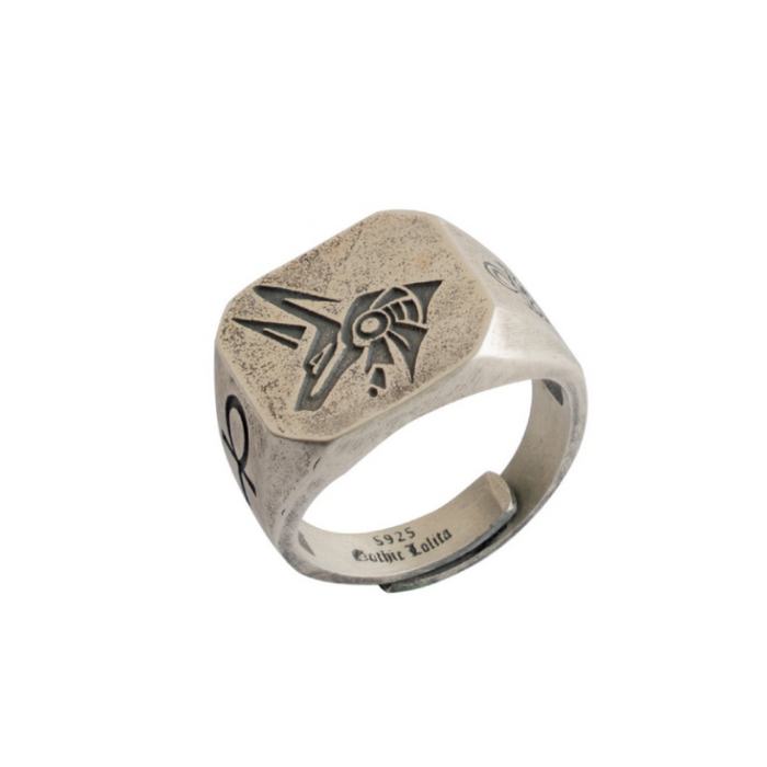Egyptian Men's Silver Plated Brass Ring