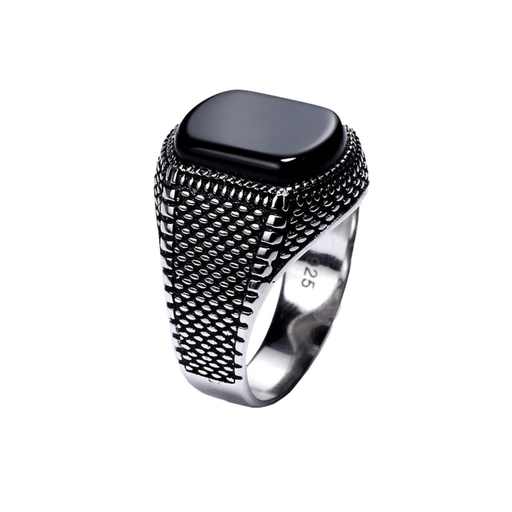 Harmonizing Agate Ring 925 Sterling Silver
