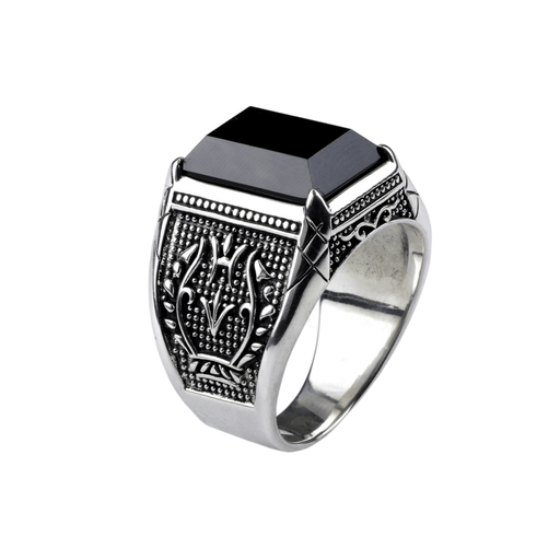 Black Onyx Ring for Men 925 Sterling Silver