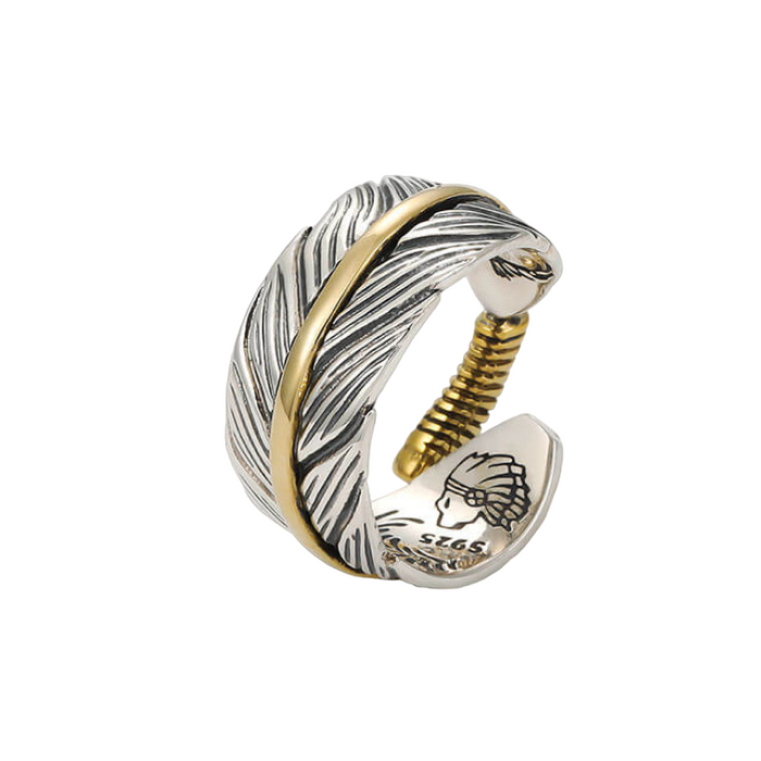 Adjustable Feather Ring 925 Silver