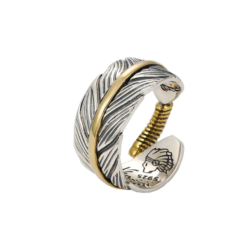 Adjustable Feather Ring 925 Silver