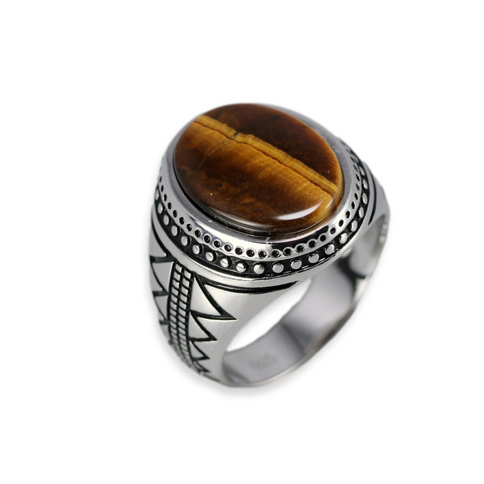 Unique Tiger Eye Ring 925 Sterling Silver