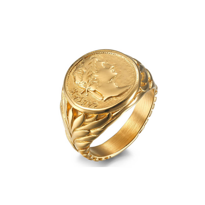 Roman Emperor Caesar Head Ring Gold
