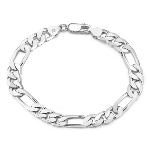 Figaro Bracelet – 6.5mm 925 Silver, Rhodium Coated