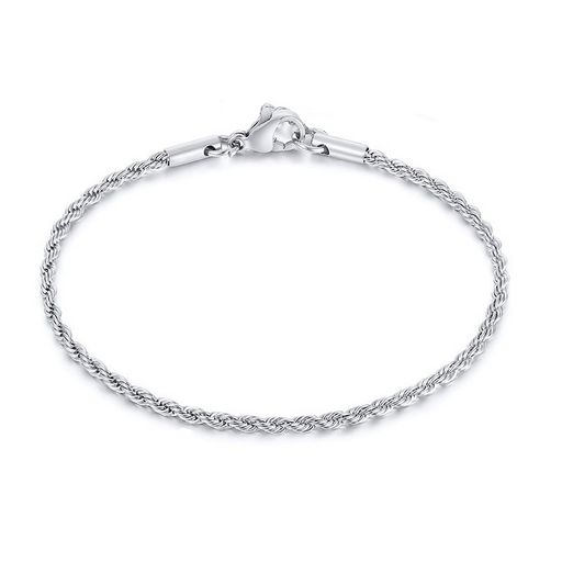 Rope Bracelet – 925 Silver, Rhodium Coated, 2.3mm