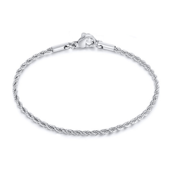 Rope Bracelet – 925 Silver, Rhodium Coated, 2.3mm