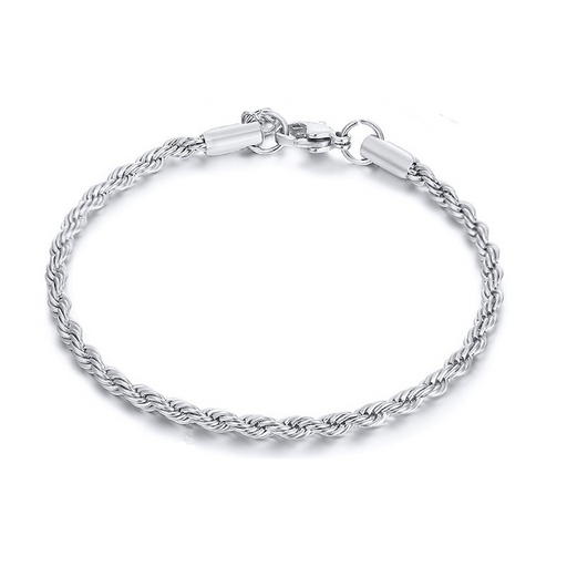 Rope Bracelet – 925 Silver, Rhodium Plated, 3.3mm