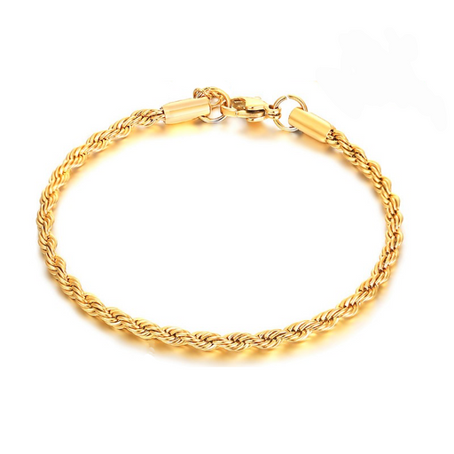 Rope Bracelet – 18K Gold Plated, 3.3mm