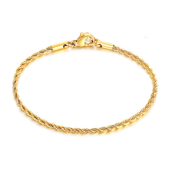 Rope Bracelet – 18K Gold Plated, 2.3mm