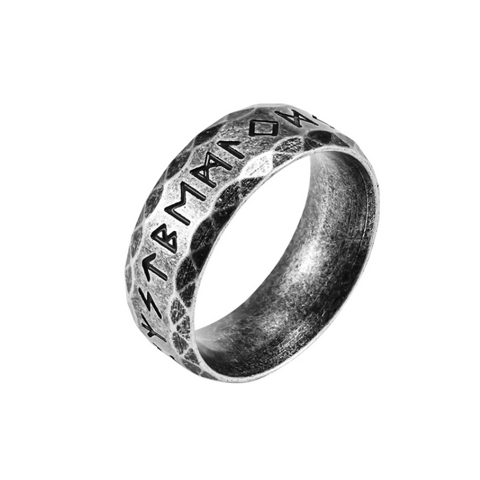 Stainless Steel Viking Runes Ring 316L Titanium