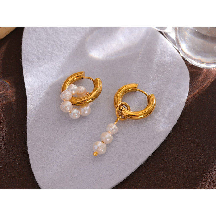 Round Asymmetrical Earrings with Pearls